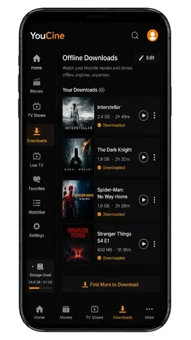 Baixar YouCine APK no Android - Passo 1 Tela de download do YouCine APK no navegador do celular Android